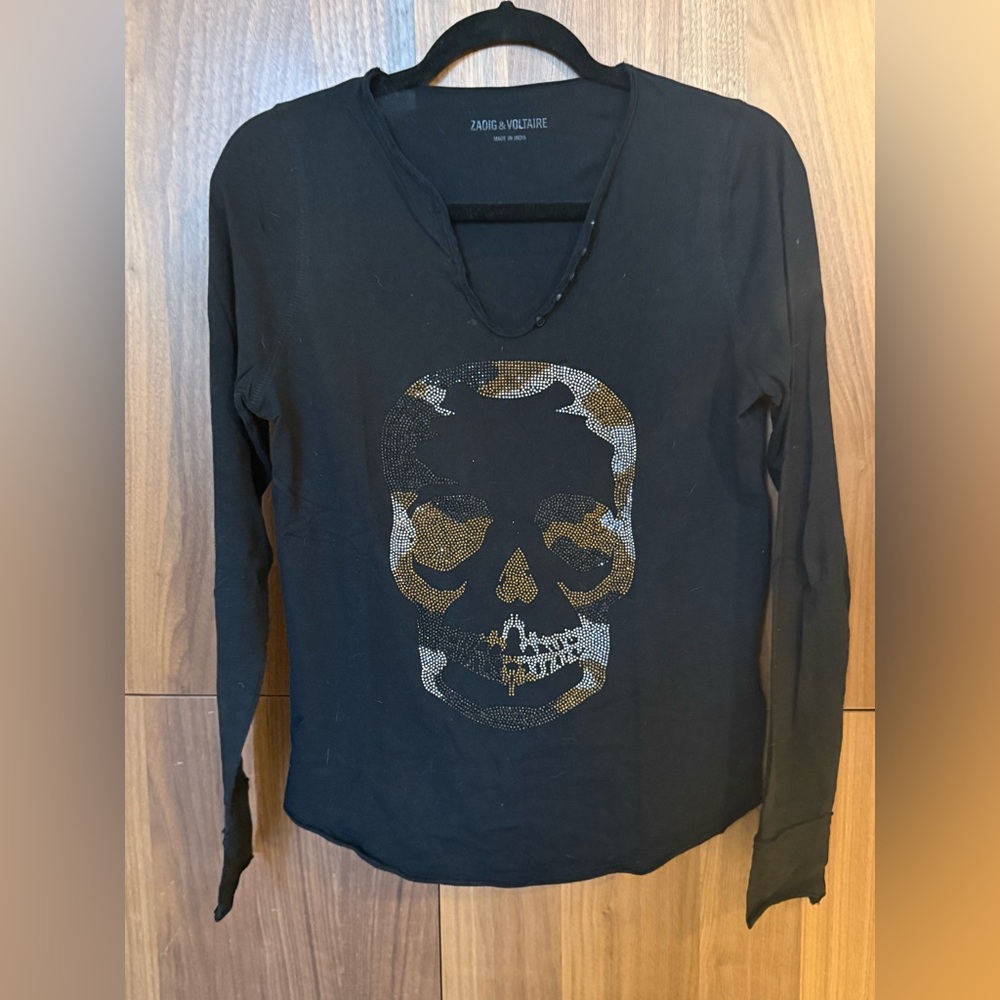 Zadig & Voltaire Tunisian rhinestone skull top